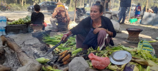 राजमार्ग छेउमा मकै पोलेरै जीविका