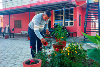 वडाध्यक्षको पहलमा कार्यालय परिसरमा फूलबारी